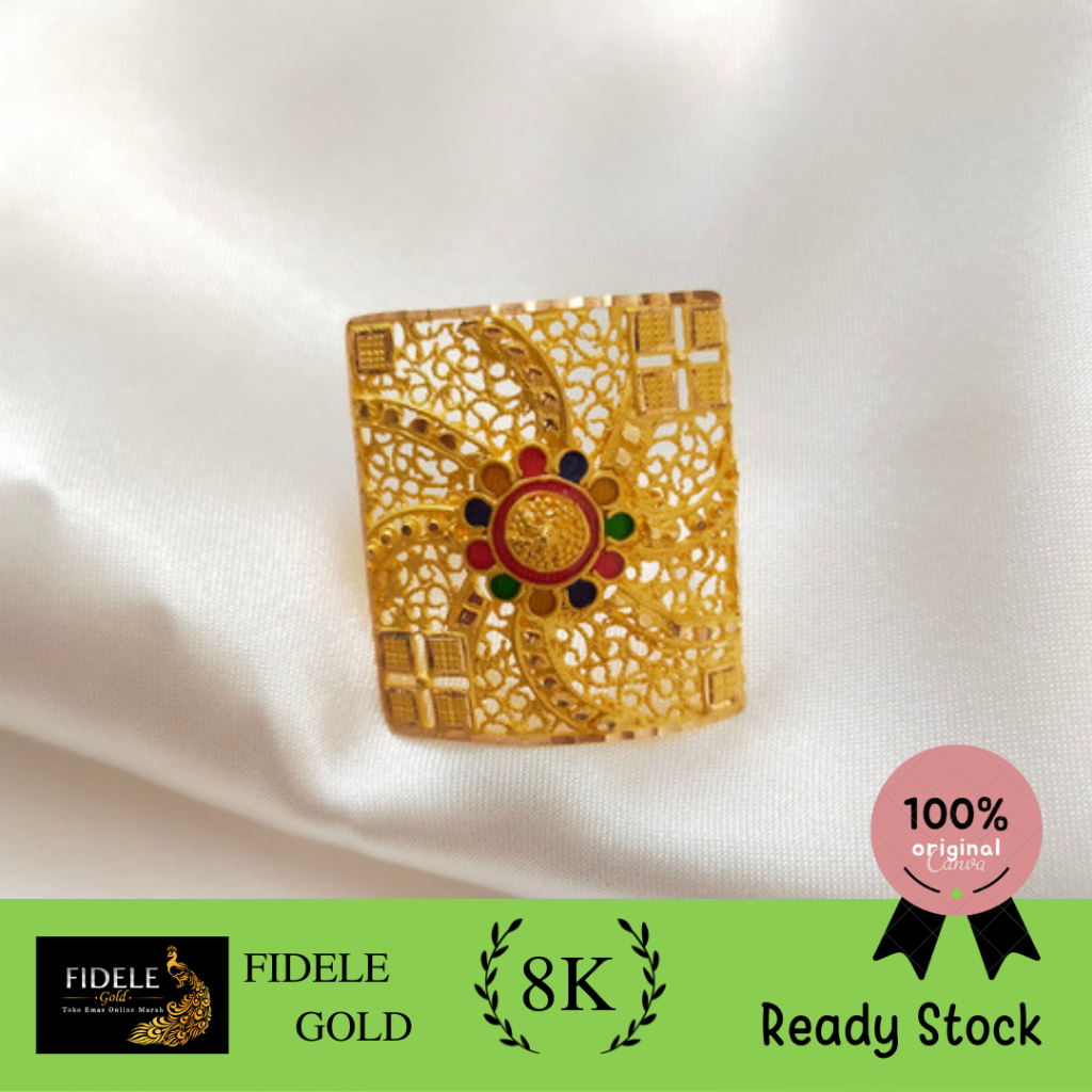 Cincin bunga kendari emas asli kuning kadar muda Cincin Bunga Cantik