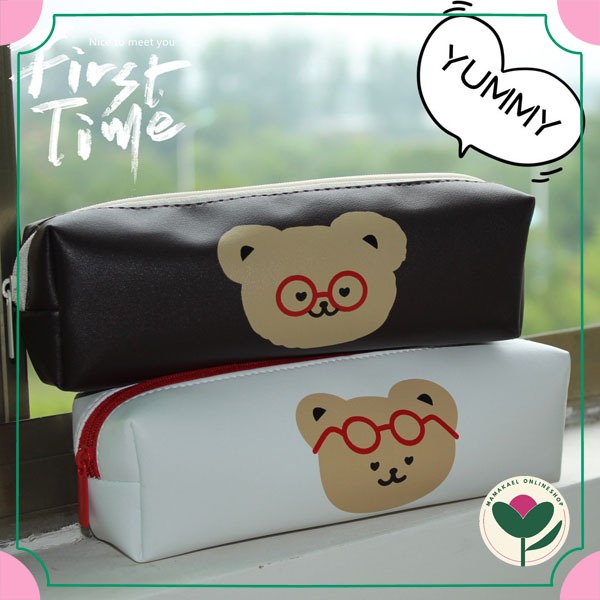 

Kotak pensil tempat pensil glasses bear beruang lucu cute MK1421