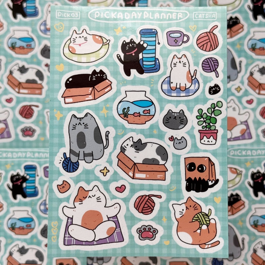 

PICKADAY vinyl stickersheet | cats-a planner sticker - kiss cut