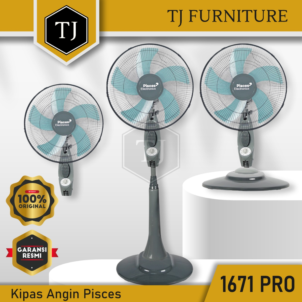 Pisces Kipas Angin 3in1 Tumpu Meja Dinding 16" / Stand Desk Wall Fan / Kipas 16 inch - 1671 Pro