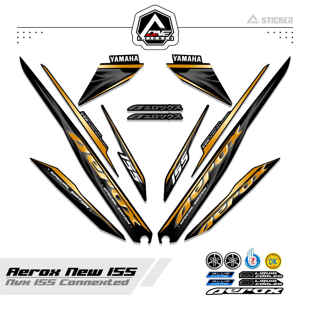 STRIPING AEROX 155 NEW CONNECTED MOTIF 13 / COMBO COLOR / DASAR HITAM / STIKER AEROX 155 CONNECTED /