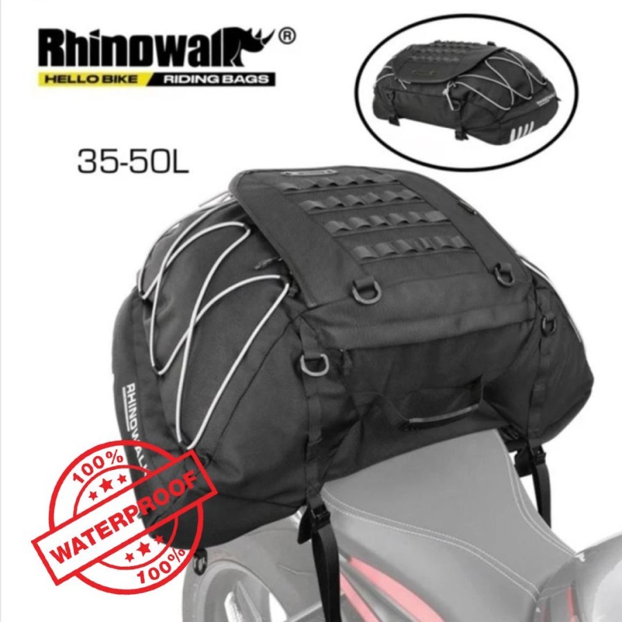 Tas Motor Rhinowalk MT3550 Motorcycle Panier 35-50L Tail Bag Expandabl