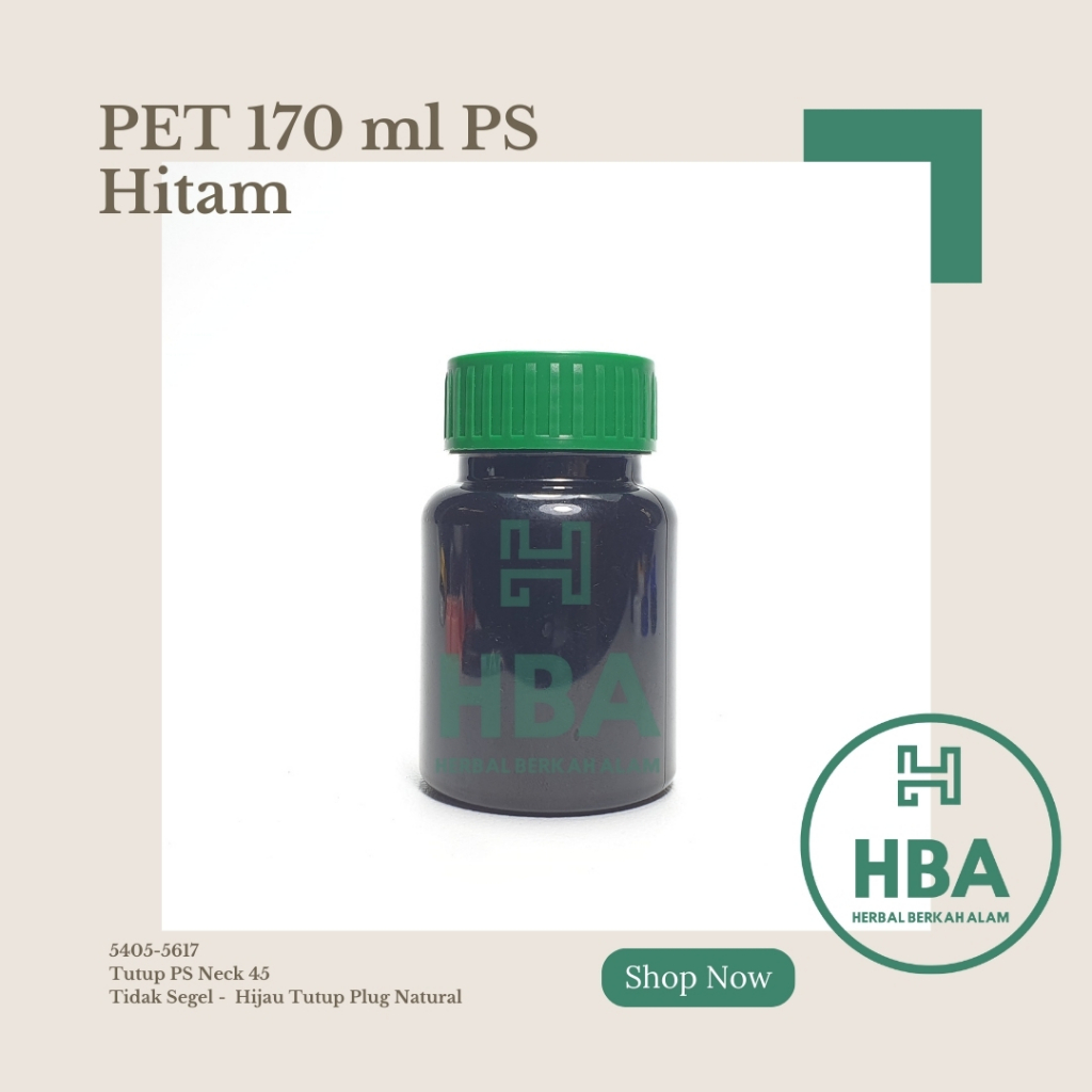 Botol Obat 170 ml Hitam Tutup Hijau Gerigi Besar / Botol Obat / Botol Plastik / Botol Kosong / Botol