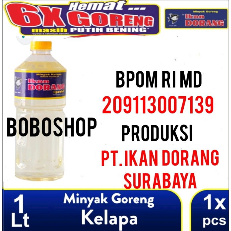 

MINYAK GORENG KELAPA COCONUT OIL CAP IKAN DORANG 1 LITER