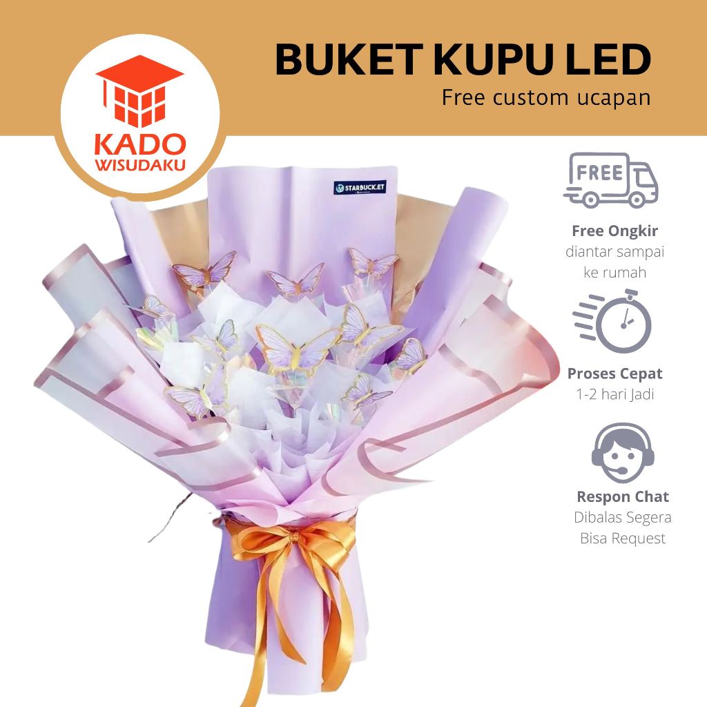 Buket Kupu-Kupu Besar dengan Lampu LED viral