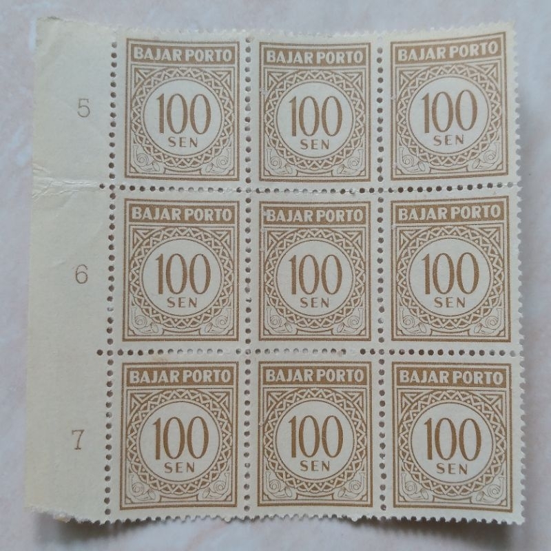 

Prangko Kuno 1962 Bajar Porto Bayar Porto 100 Sen 9 Pcs Blok 9 - YN1111