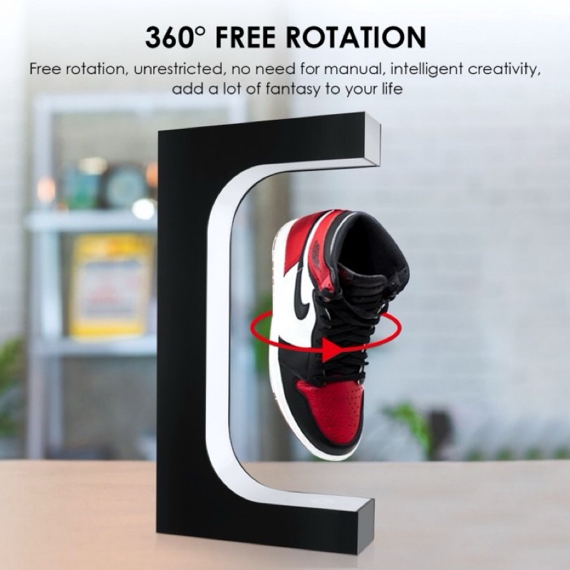 DENNOS 8805 Magnetic Levitating Shoes Sepatu Display 360 Degree Rotating Floating Sneaker Stand Disp