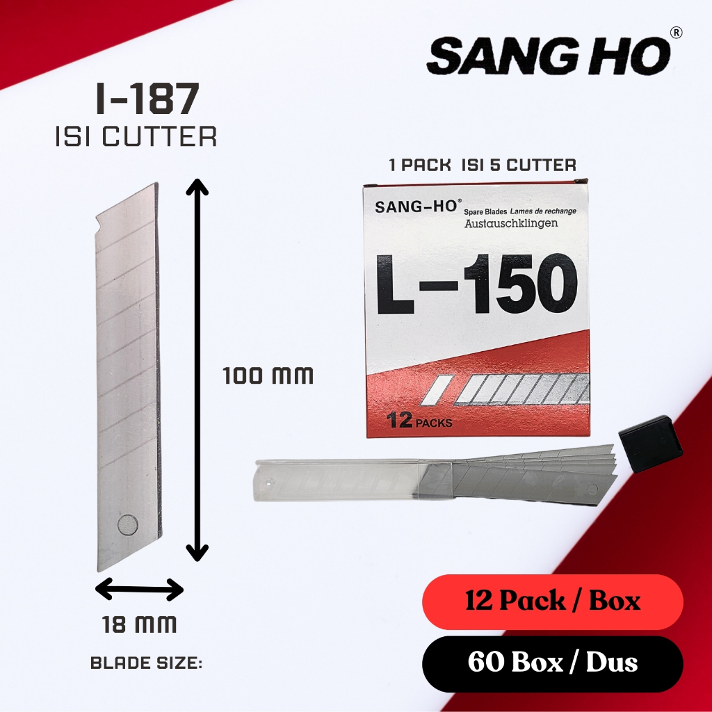 

Grosir 1 Dus isi 3600 Pcs (ISI CUTTER BESAR) SANG-HO L-150 ISI REFILL CUTTER TAJAM