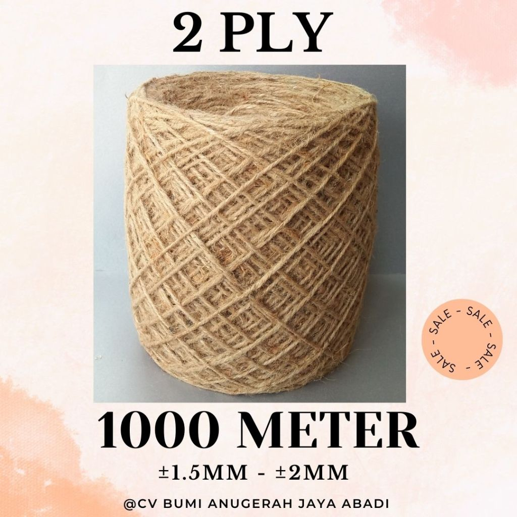 

2Ply 1000 meter 2mm Tali Goni, Tali Rami, Jute, Tali Vintage, Craft, Aksesoris