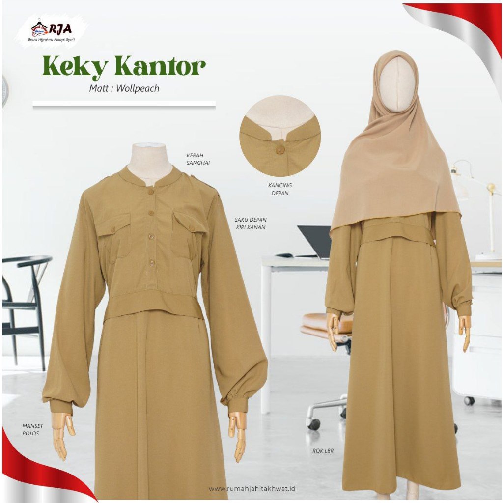 GAMIS KANTOR ASN/JUBAH KEKY ASN SYAR'I/ BAJU KANTOR MODEL GAMIS MUSLIMAH/ JUBAH FORMAL/ JUBAH KANTOR