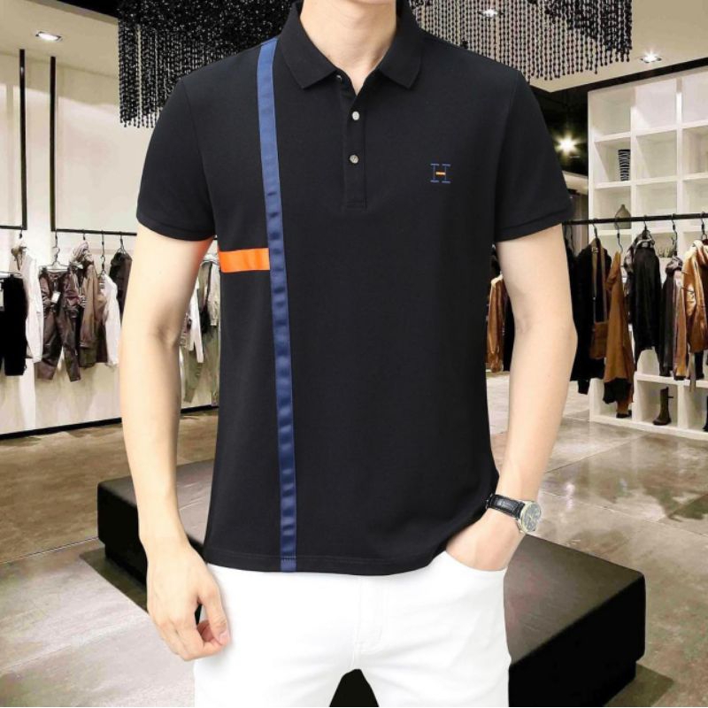 BAJU KAOS POLO PRIA BRANDED HERME$ BLACK MIRROR