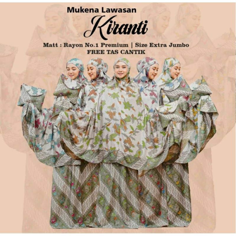 Mukena Jumbo Batik Lawasan Kiranti Rayon Solo Halus / Mukenah Model Terbaru