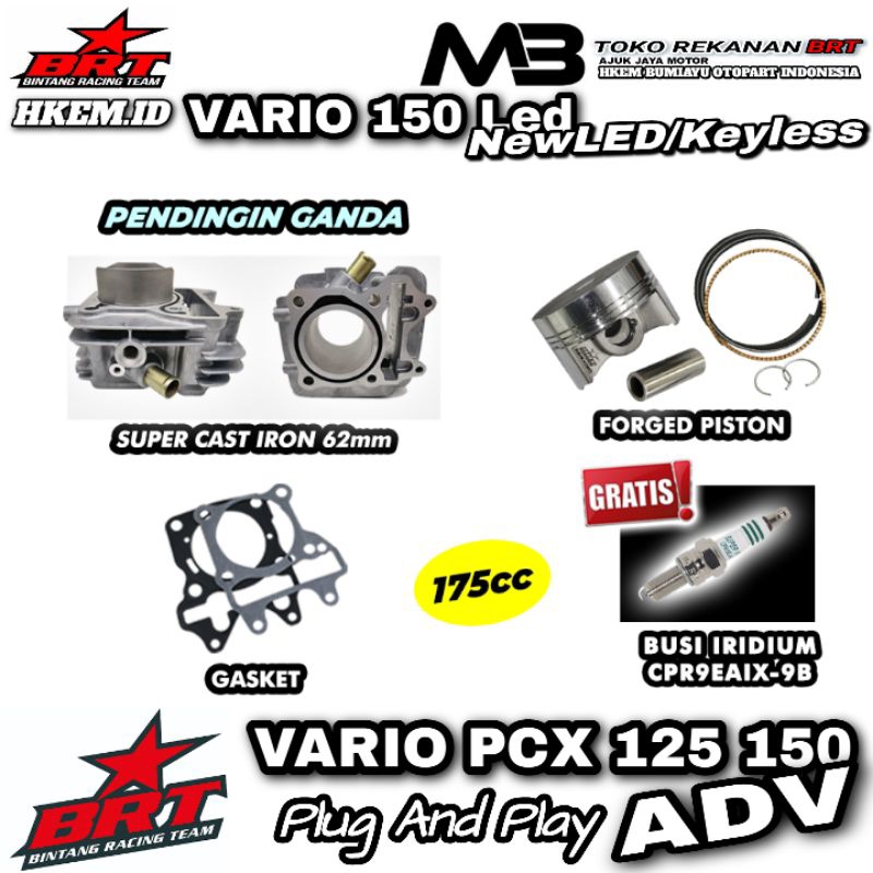 Blok Seher BRT Bore Up 62mm Boring Vario 125 150 Cast Iron 62 Double Cooler PCX ADV 150 BRT Original