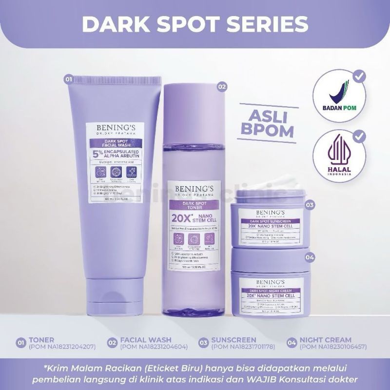 Paket Exclusive Skincare Klinik Bening's Paket Flek Benings Paket Darkspot Spot Benings