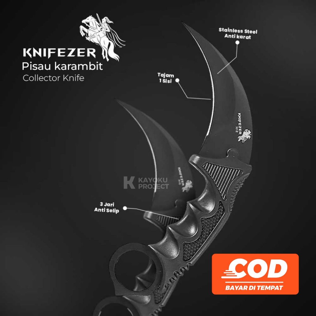 Pisau Survival Tactical Knife Karambit CS GO Stainless Steel Anti Karat