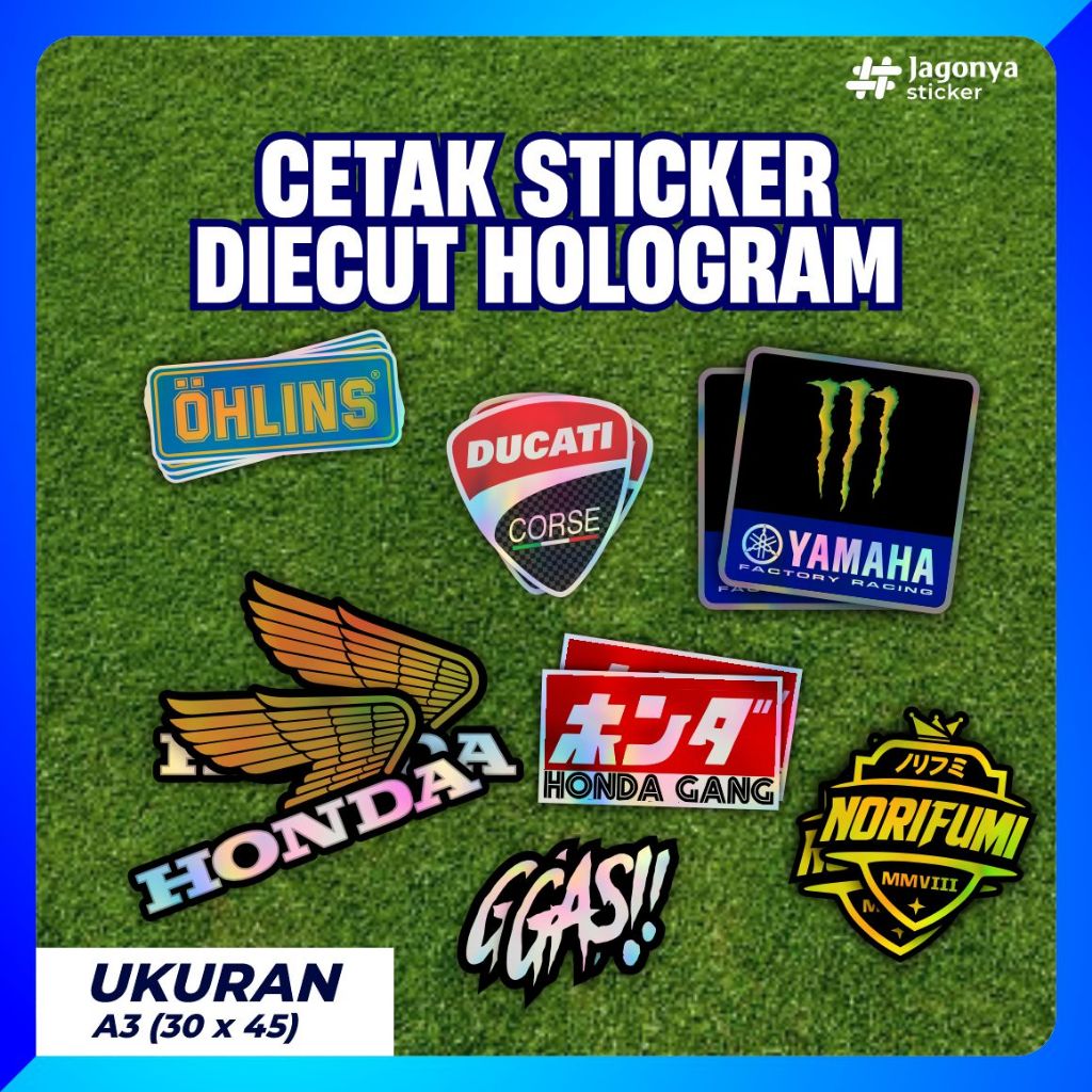 

Cetak Sticker Diecut Hologram dan Chrome A3 30x45 cm