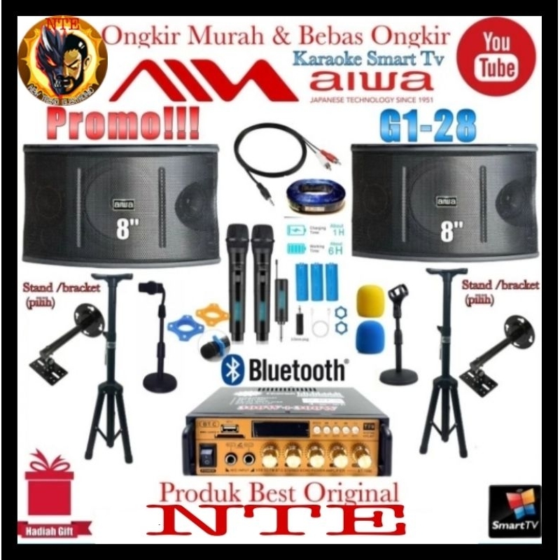 Paket sound system Smart tv karaoke Aiwa G1-28 8 inch Original Produk