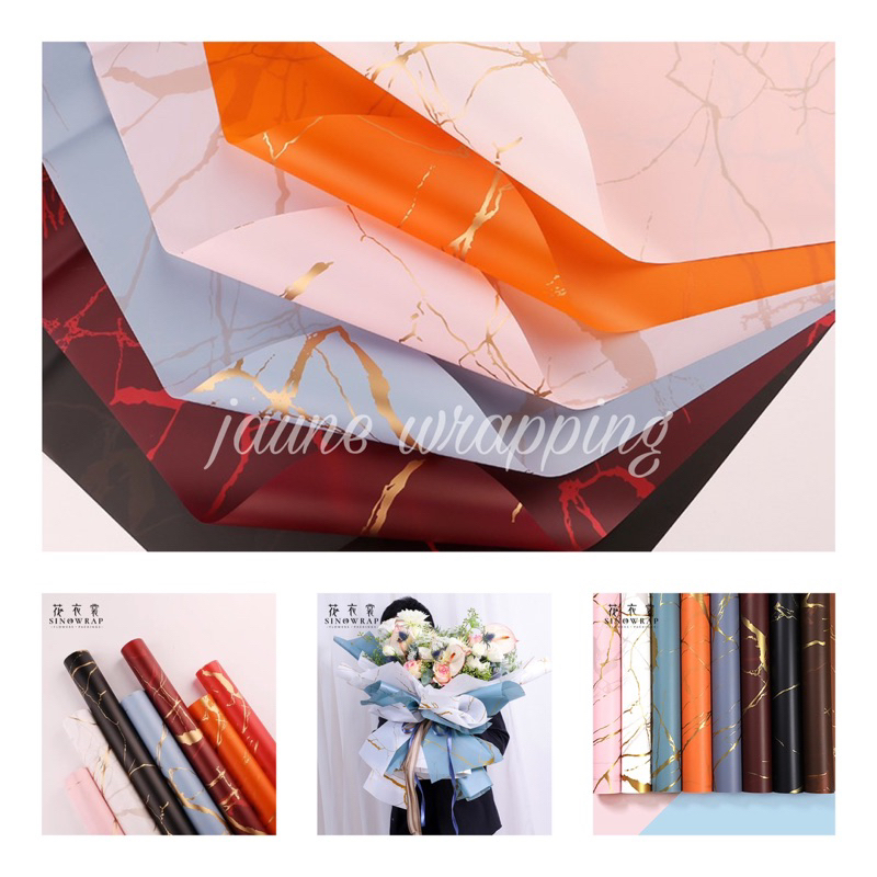 

[1PAK/20LEMBAR] JDA Kertas Buket Bunga Marbel / Flower Wrapping Paper Cellophane