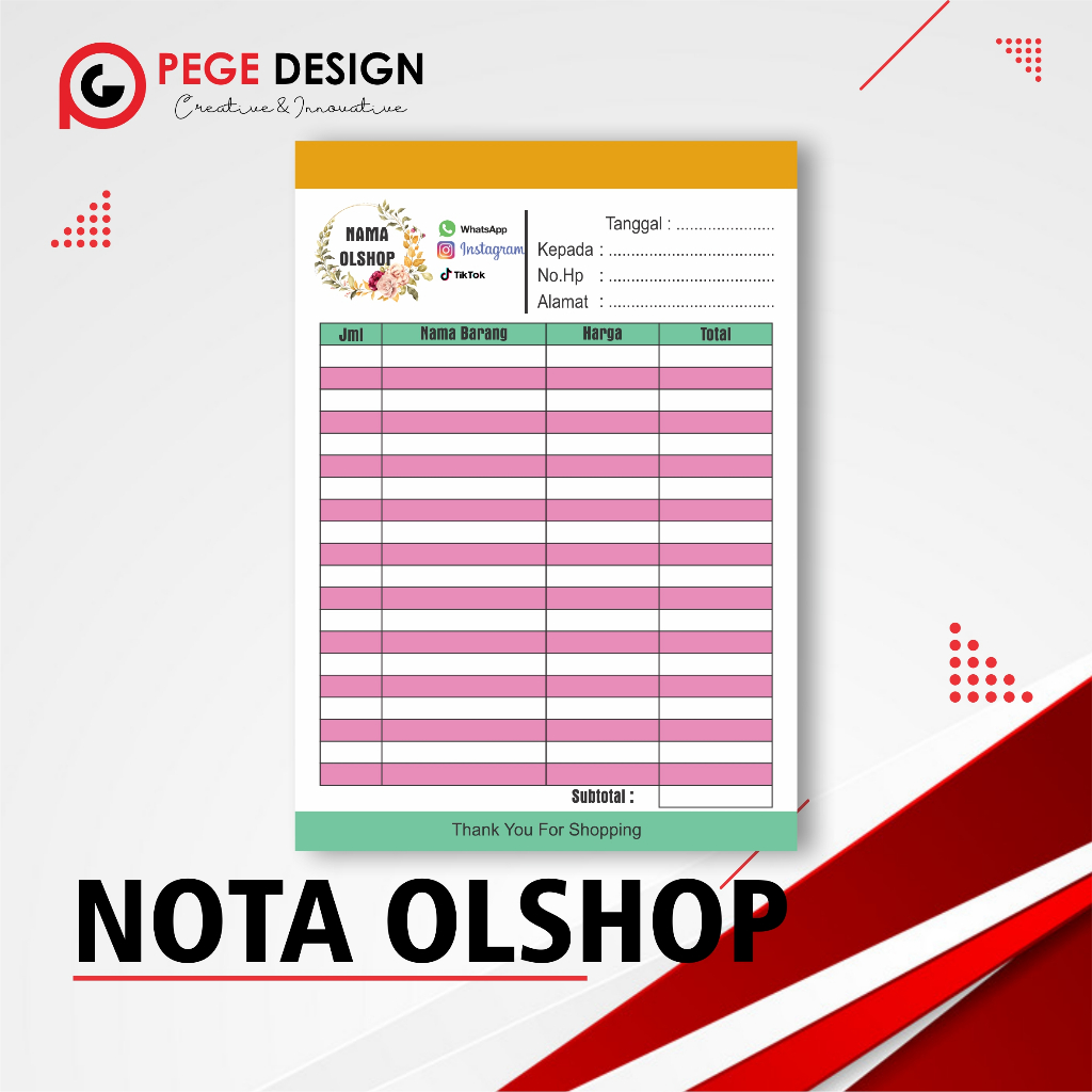 

NOTA OLSHOP FREE GANTI NAMA UKURAN 10X15cm 1 Ply