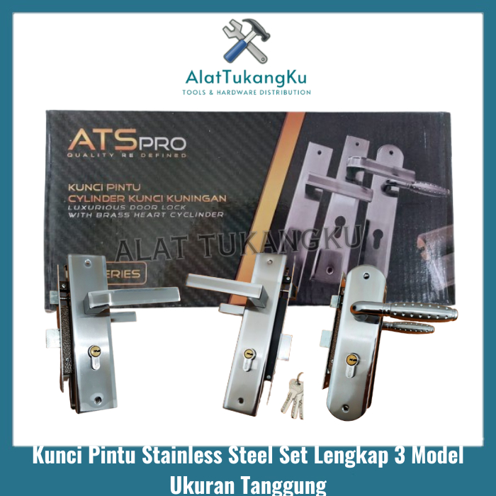 ATS Kunci Pintu Tanggung Silinder Premium Gagang Rumah Stainless Handle tanggung 1 Set Lengkap