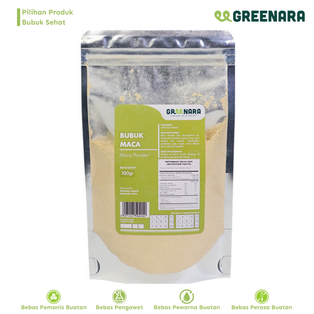 

KODE S16S Greenara Maca Bubuk 1gr Organic Maca Powder