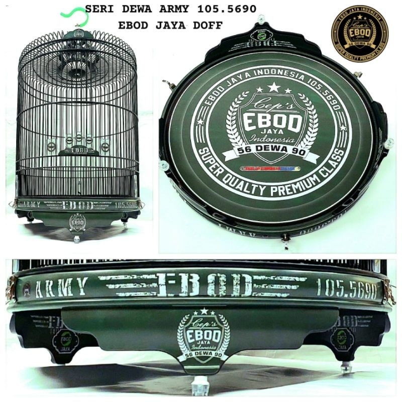 KANDANG SANGKAR MURAI EBOD JAYA PVC DECAL HIJAU ARMY NO 2