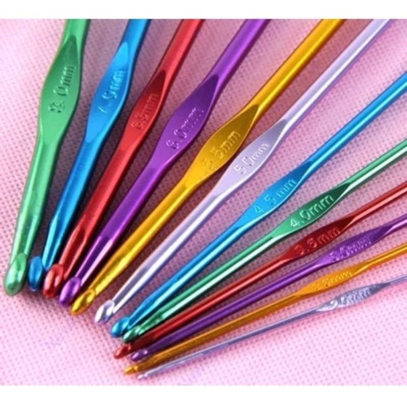 ISI 12 SET JARUM RAJUT HAKPEN  , JARUM RAJUT , JARUM UNTUK RAJUT MULTI COLUOR