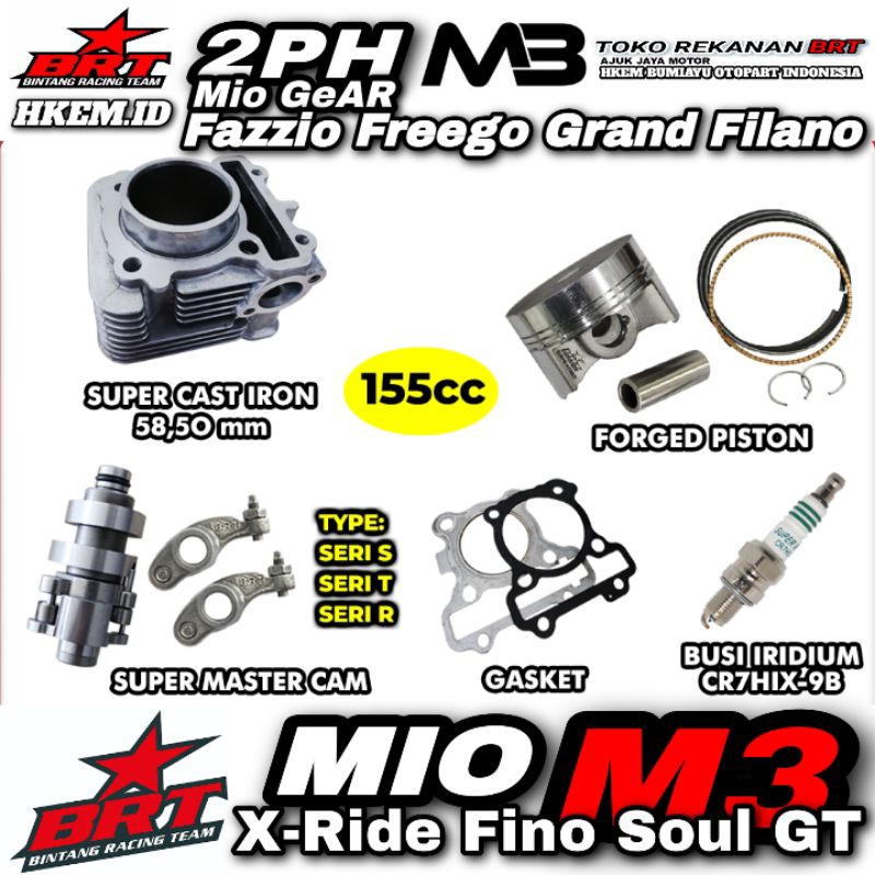 Paket Bore Up BRT Mio M3 Block Cast Iron 58.50 Mio Gear Freego Fazzio Filano Boring X-Ride Soul GT F