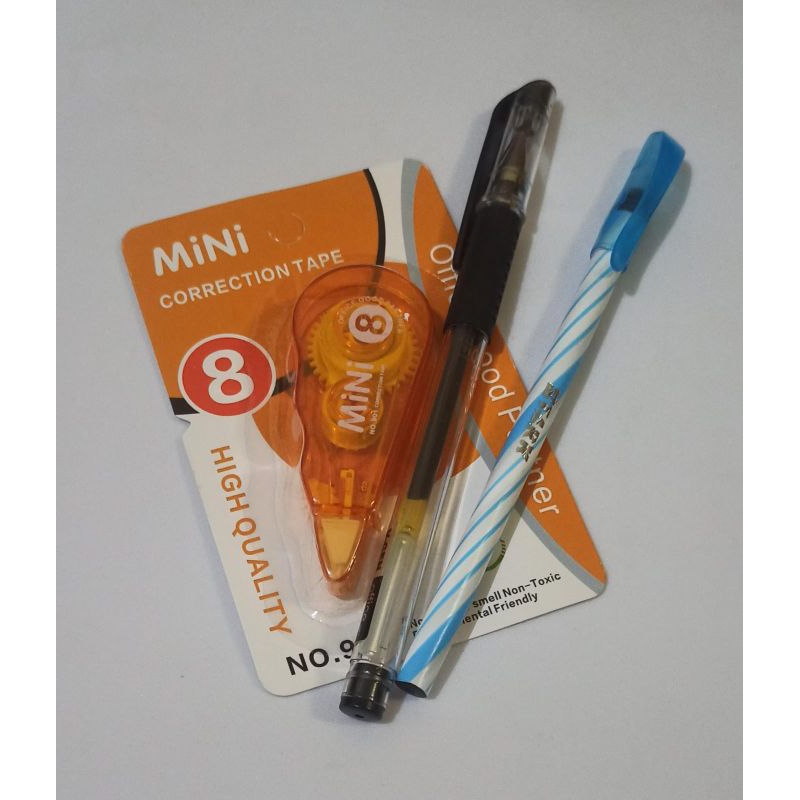 

Paket alat tulis pulpen gel, pulpen ulir/ pulpen lilin dan corection pen