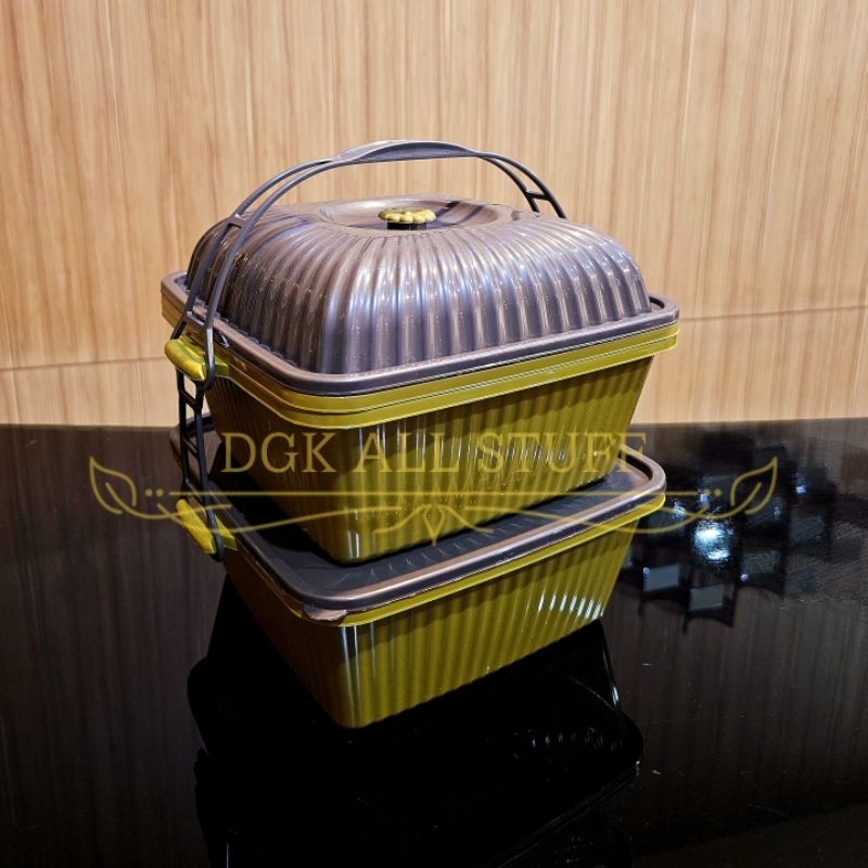 Rantang Segi Persegi Petak Tempat Makan Bekal Bontot Kue Basah Bolu Hampers Hajatan Piknik Lebaran I