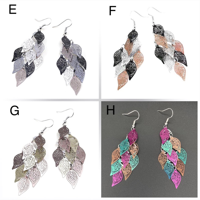 Anting Tassel Daun Etnik Silver Bulat Gantung Korea Hijab Bohemia Vintage India Casual