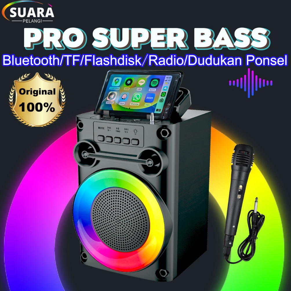 ART T67L PRO BASSSpeaker Bluetooth Karaoke Protable Super Bass Advance Polytron Besar Mini Robot Wir