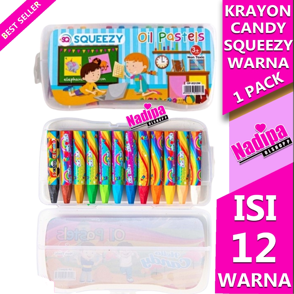 

SQUEEZY KRAYON CANDY OIL PASTLES 12 WARNA MURAH MADIPA OLSHOPP