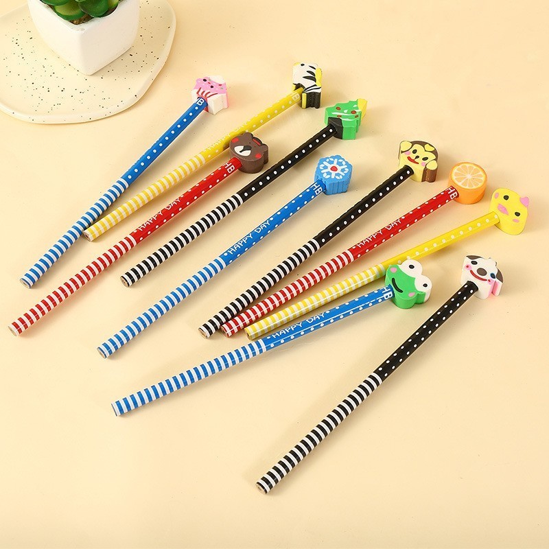 

Pensil + Penghapus Motif 3D / Alat Tulis Anak Fancy Pencil Happy Day