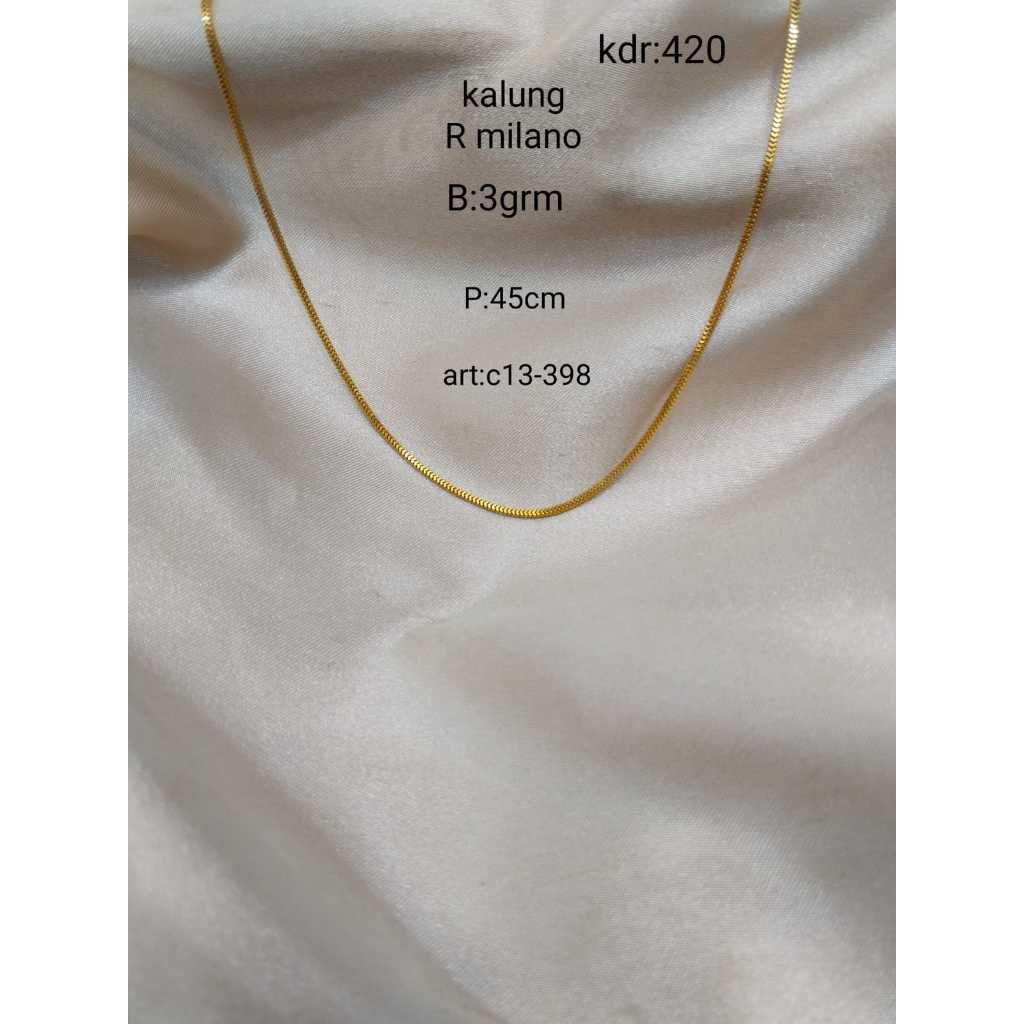 Kalung Emas Asli Motif Milano Kadar 420 Berat 3 Gram