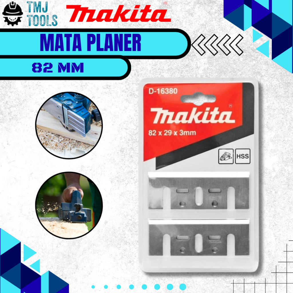 Mata Planer Makita Maktec HSS Planer Blade 82mm SET Baja Besi Mata Pisau Mesin Serut Pasah Modern