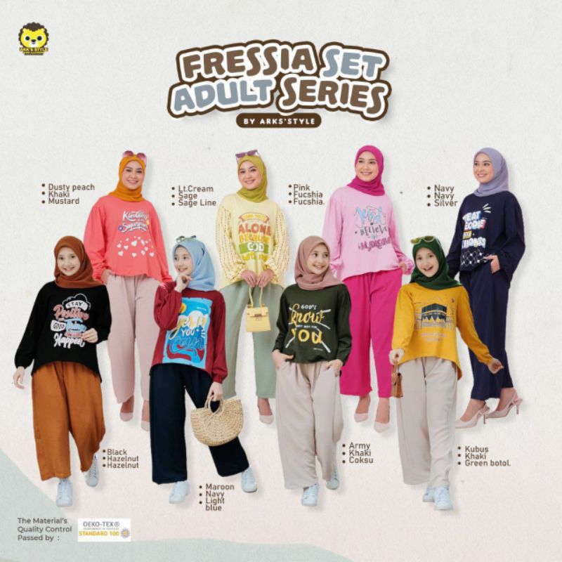Setelan Baju Muslim Anak Perempuan Set Fressia Ark's Style Set Kulot Anak Model Korea