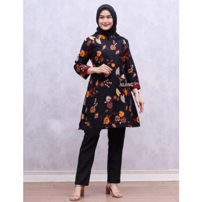 Tunik Batik Jumbo Elegan - Atasan Batik Wanita Modern - Baju Batik Kerja Kondangan Pesta Wanita