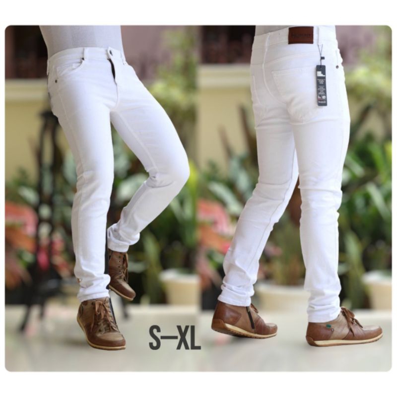 Celana Jeans Polos Putih | Jeans Putih Pria HM