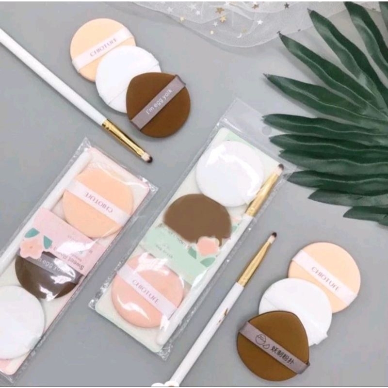 SET KUAS MAKEUP DAN SPON BEDAK