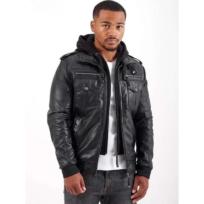 JAKET KULIT HOODIE , JAKET KULIT ASLI DOMBA