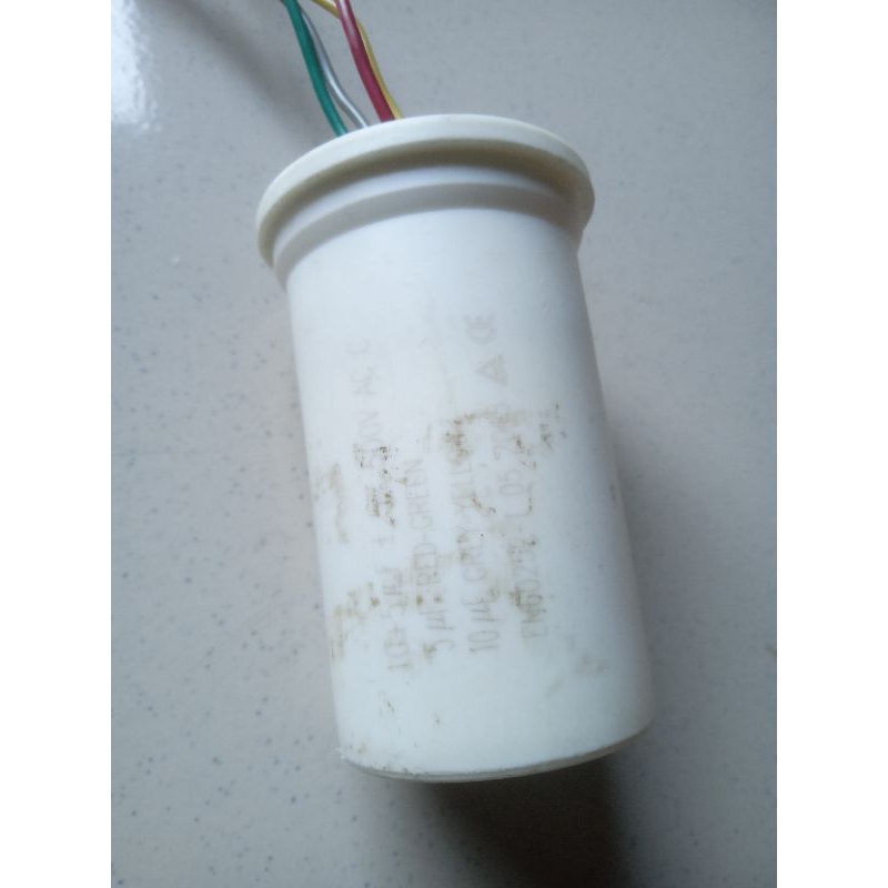 Kapasitor mesin cuci 2 tabung Polytron RIYI 10 uF + 5 uF ORI cabutan