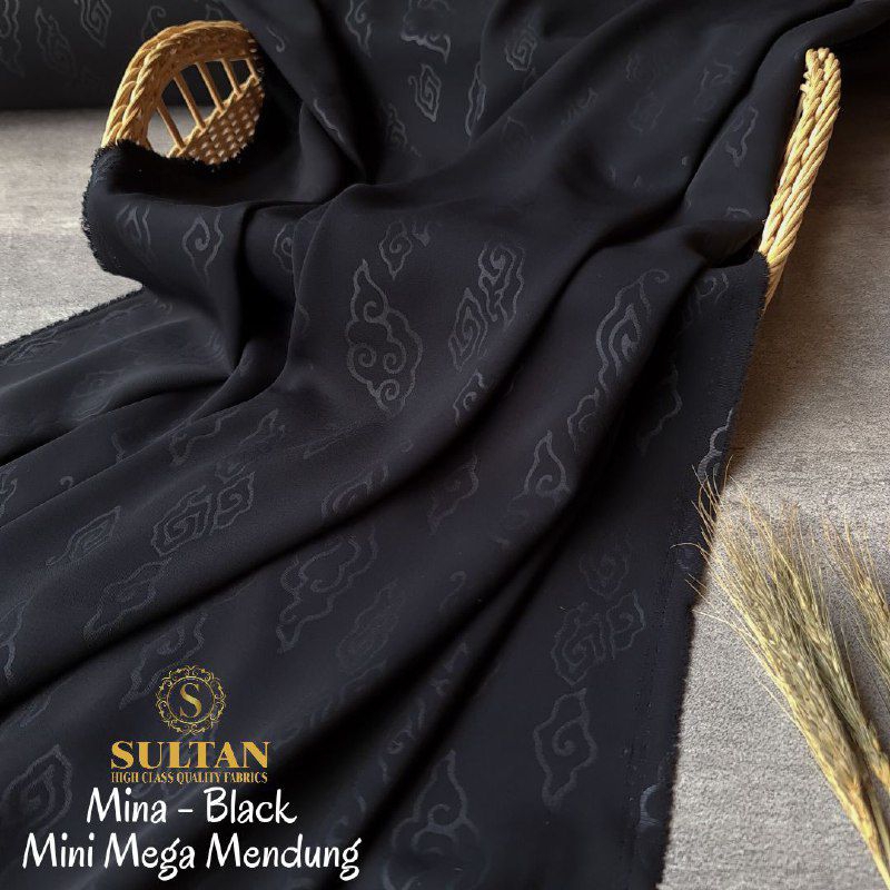 Mina anti uv black (hitam normal) embos exotic kain sultan 50cm
