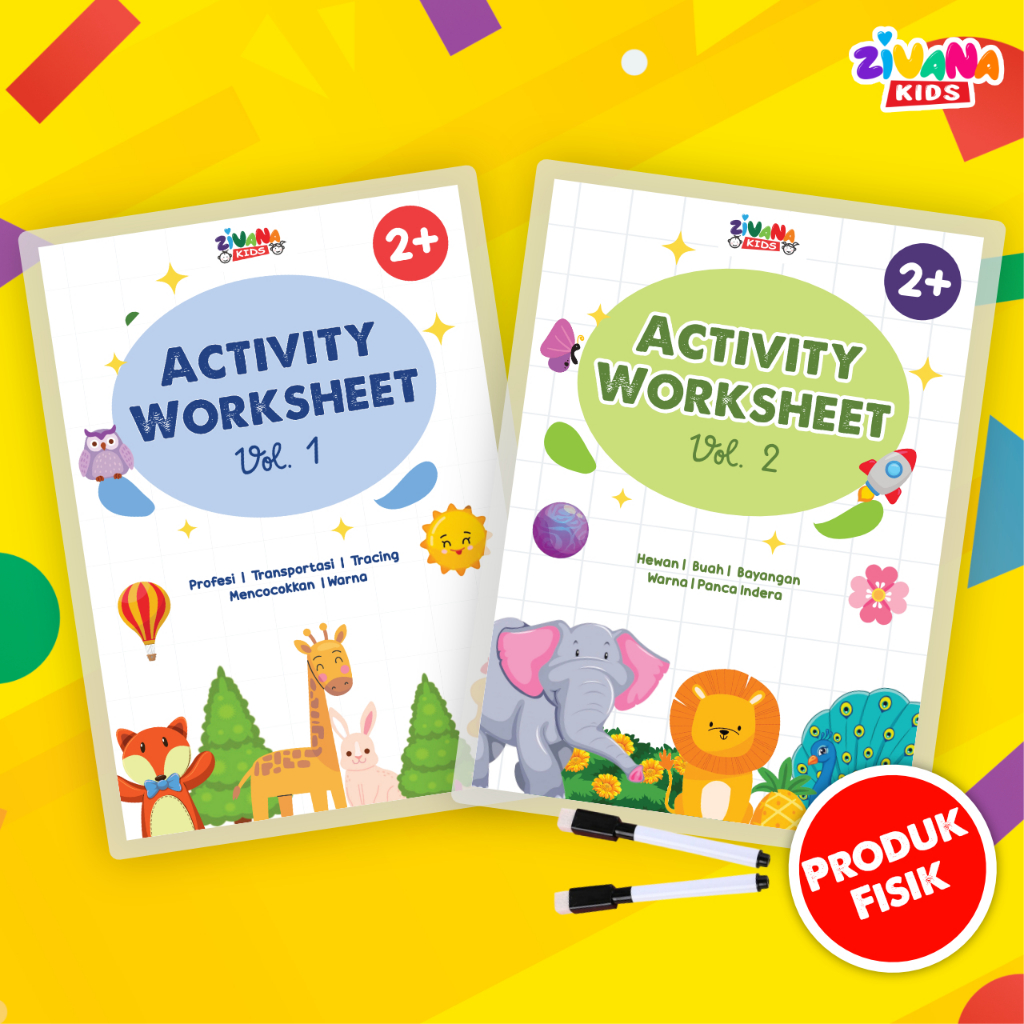 ZIVANAKIDS - Activity Worksheet - Lembar Kerja Aktivitas Edukasi Anak - Usia Dini Paud TK 2 -3 Tahun