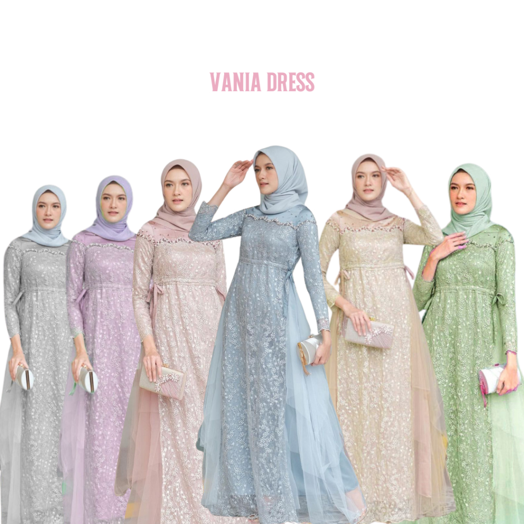 Vania Nadine Dress Brokat By Sienna Fashion  Dress Inner Satin Premium Outter Brokattile Gaun Pesta 