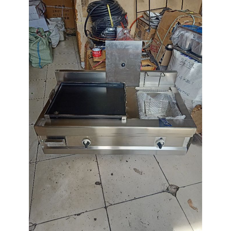 kompor gas teppanyaki kombinasi deep friyer