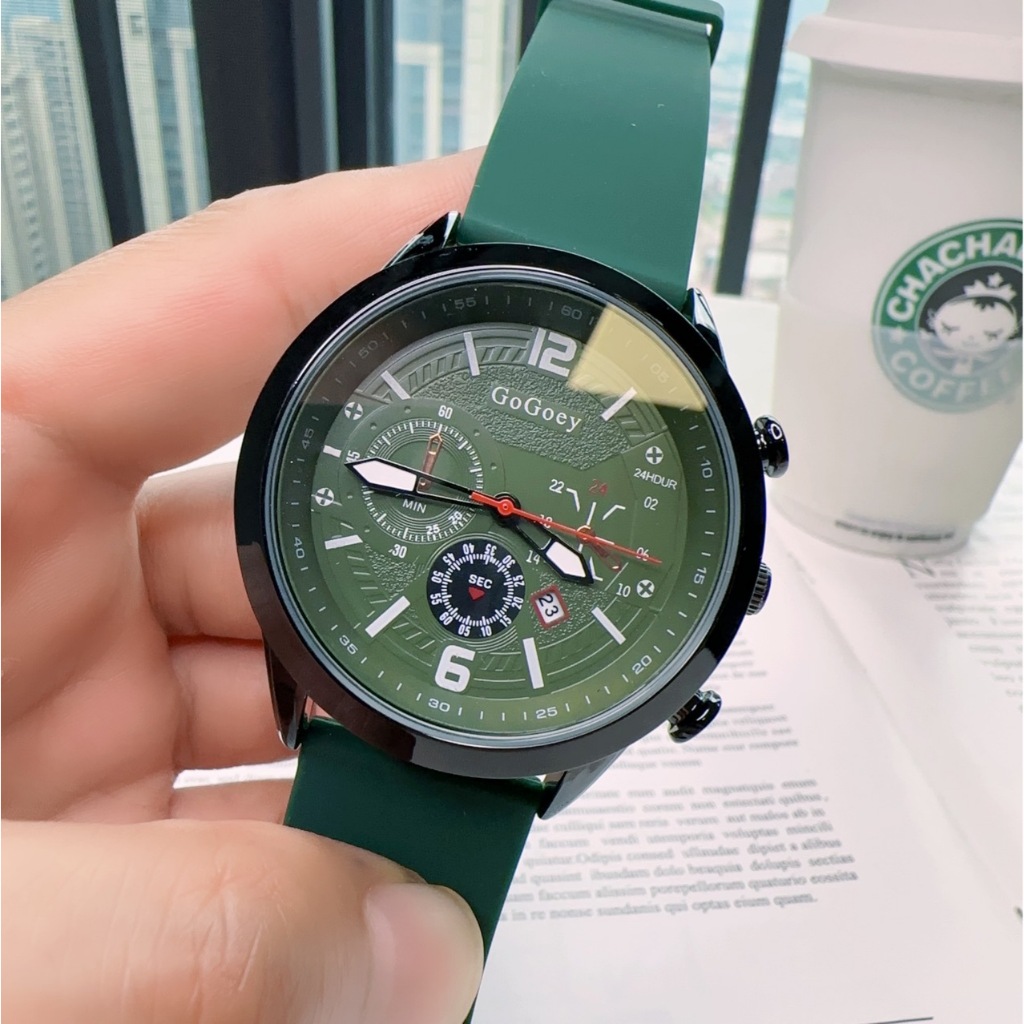 GOGOEY New Luxury Fashion Large Dial Watch Silicone Band Couple Watch