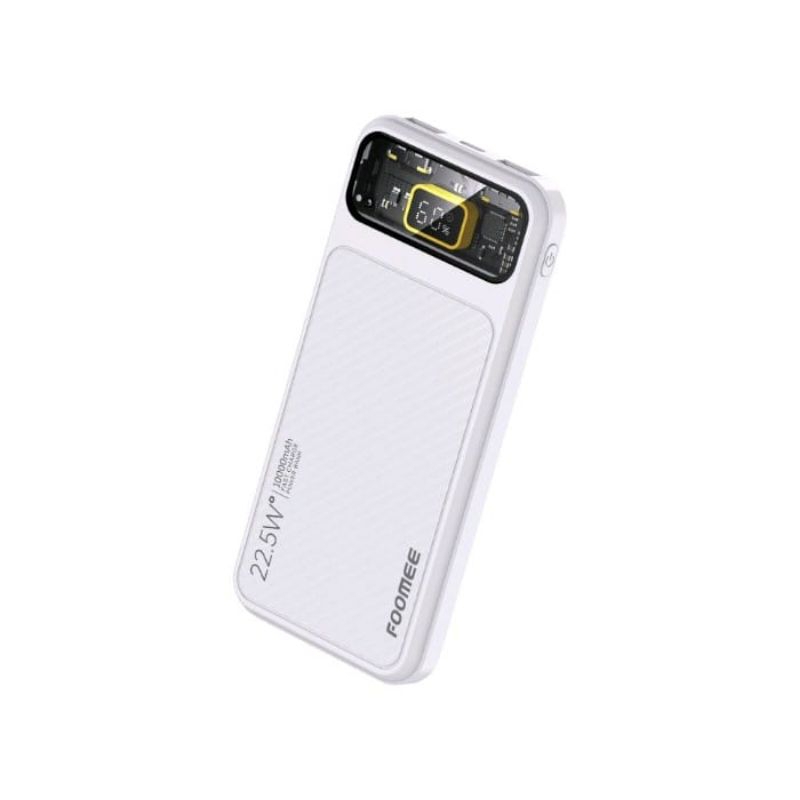 FOOMEE POWER BANK 10000MAH DIGITAL DISPLAY 22.5WATT PD+QC FP113 WHITE / FP113-WH