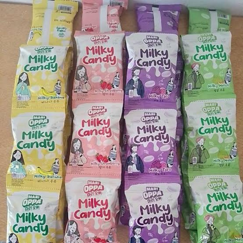 

Permen Susu Milky Candy Mari Oppa 1 renceng isi 10bks