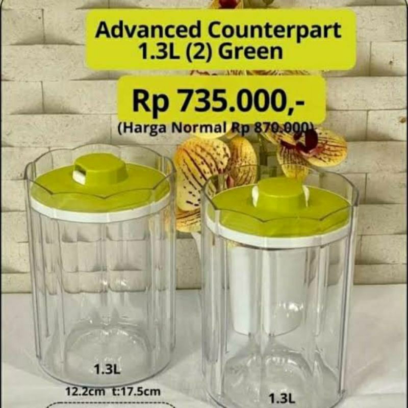 SALE  ADVANCE COUNTERPART 1,3 L / 500 ML HIJAU BENING - TOPLES KUE KERING LEBARAN